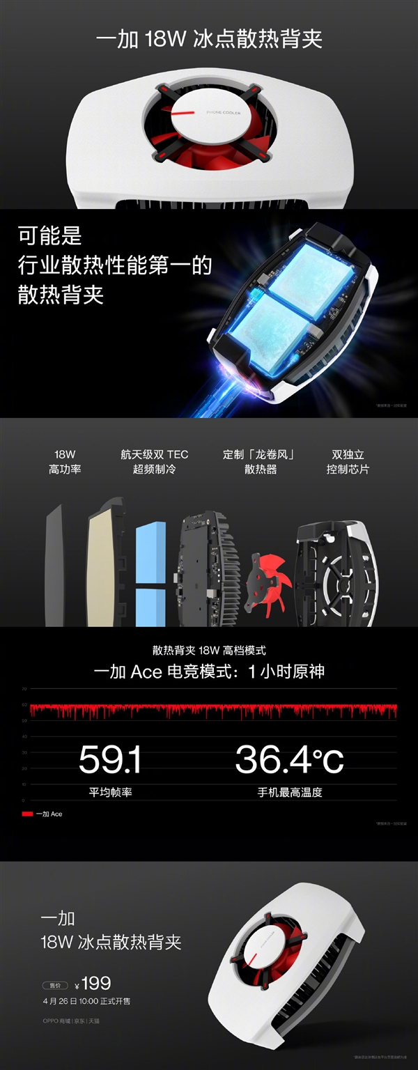 可能行业第一！一加发布18W手机散热背夹：航天级超频制冷