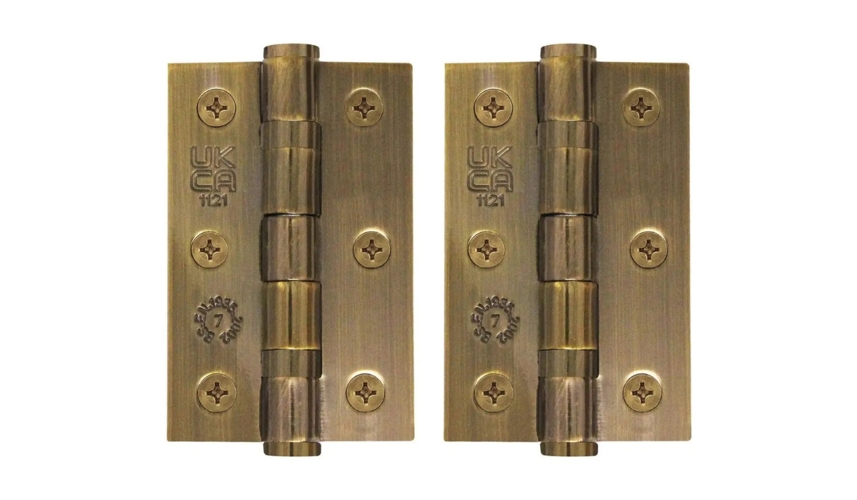 Fire protection - fire rated door hinges in antique brass finish