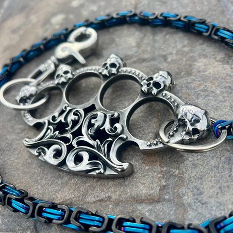 SANITY JEWELRY® Wallet Chain Royal Four Finger Ring Wallet Chain - Black & Blue Daytona Deluxe - WC1D