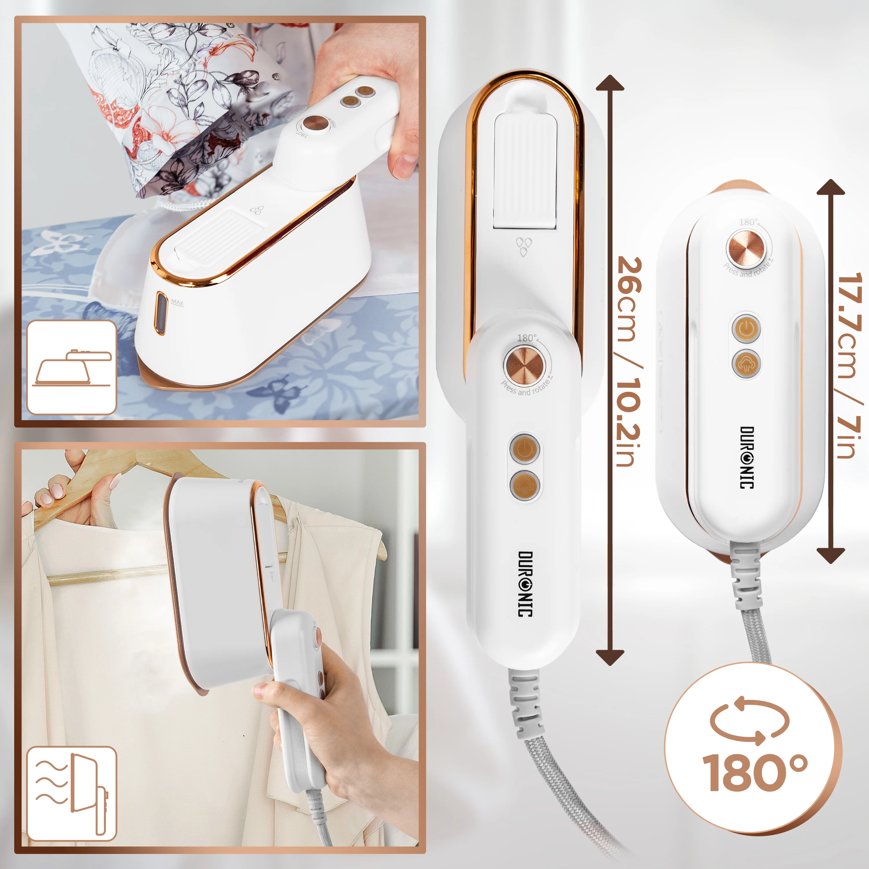 Steam iron  Steam irons  Steamer iron  Garment steamer  Steam generating iron  Travel iron  Travel irons  Garment steamers  Handheld garment steamers Travel garment steamer  Portable irons  Portable pressing iron  Traveling iron  Wrinkle remover  Small travelling iron  Travel steamer iron  Steam travel iron Vertical steamer  Compact travel iron 