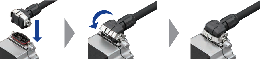 Image showing 3-step cable locking process