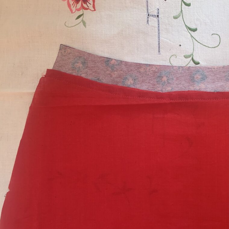 Completed facing attached to lining revealed