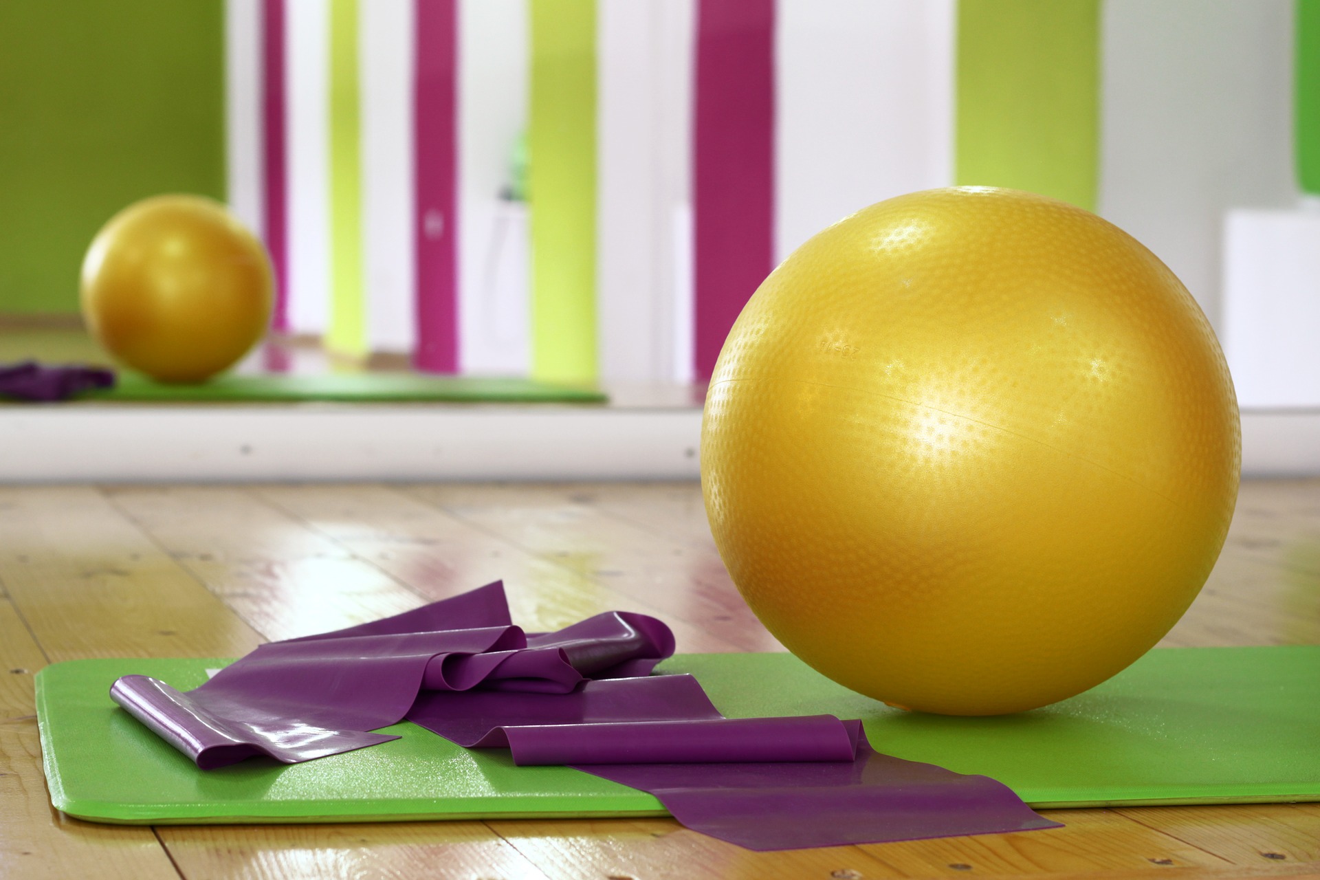 A lifestyle shot showing a fitness ball
