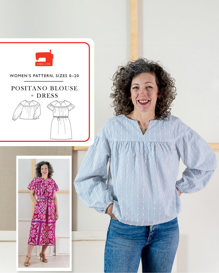 the new Liesl + Co Positano Blouse + Dress sewing pattern