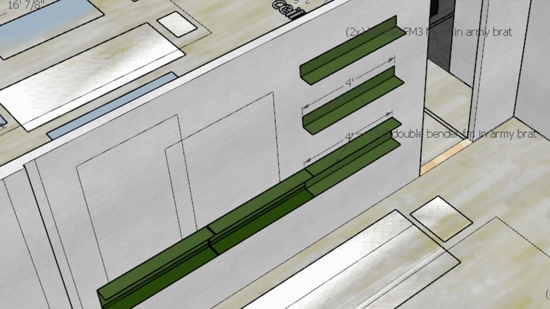 Mock-ups for the Bender shelf wall