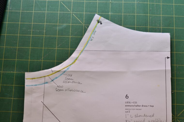 Back armscye adustment to raise armhole