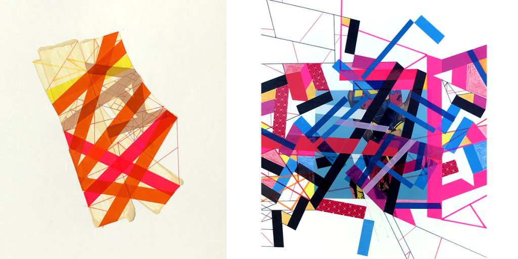 Halaburda has a graphic design background and began his practice with acrylic painting
