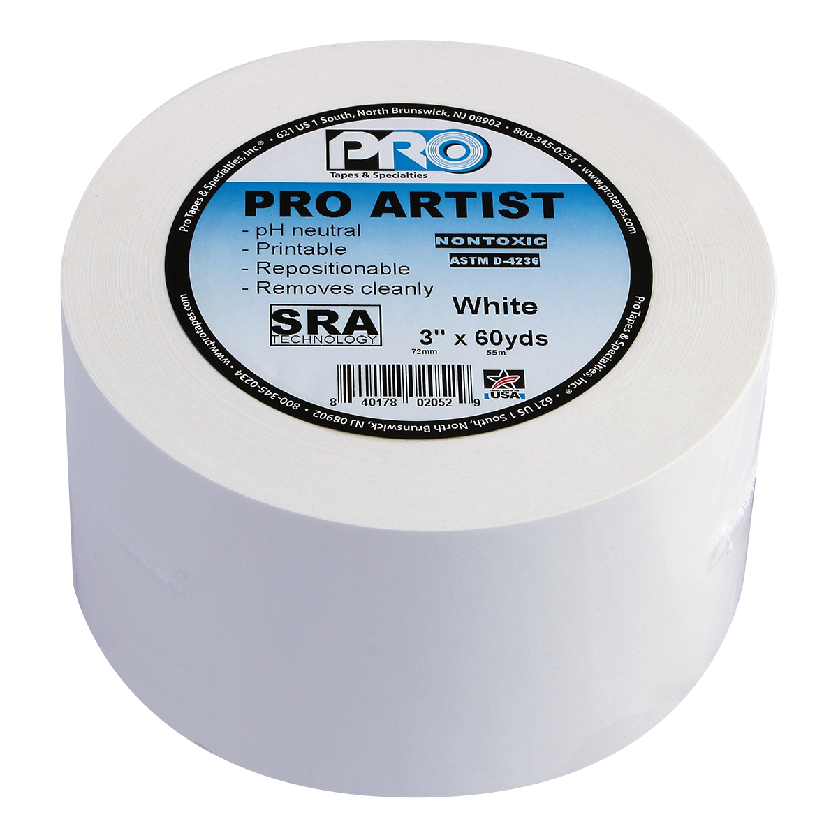 white artist tape with SRA technology