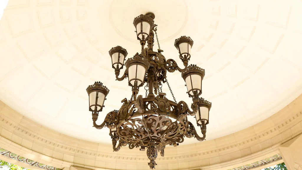 A bronze chandelier