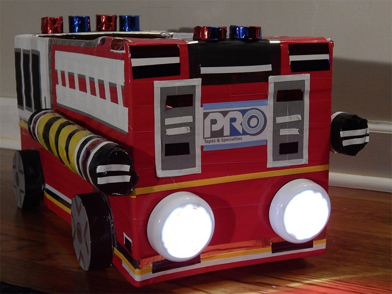 I added all the last details, such as the ladder and water hose. For the ladder, I used pieces of white Pro GaffÂ®.