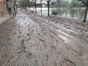 mud left behind after flooding