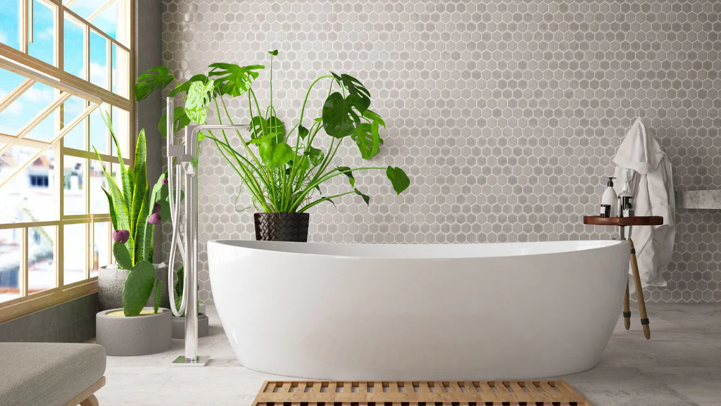 Modern bathroom with an open window