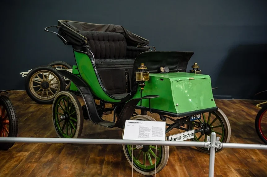 Green Columbia Electric car from 1900.