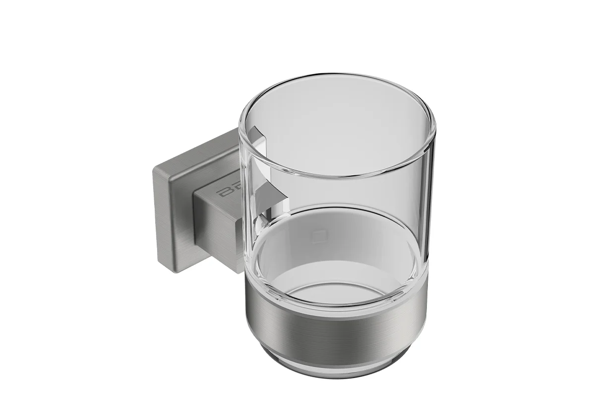 Glass Tumbler and Holder 8532 Brushed Stainless Steel - Bathroom Butler bathroom accessories