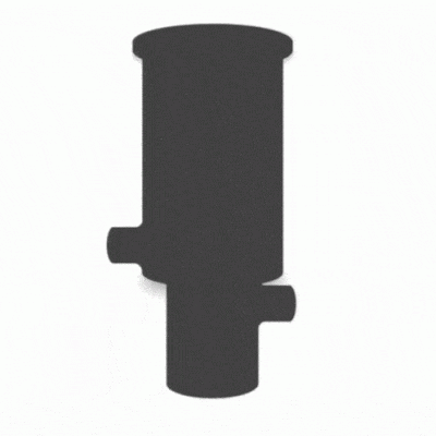 an animation of a silt trap with pipes connecting to it