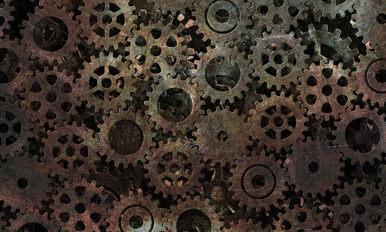 A variety of rusty gears.