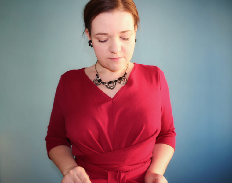 This DIY knit dress is office-appropriate and super-comfy.