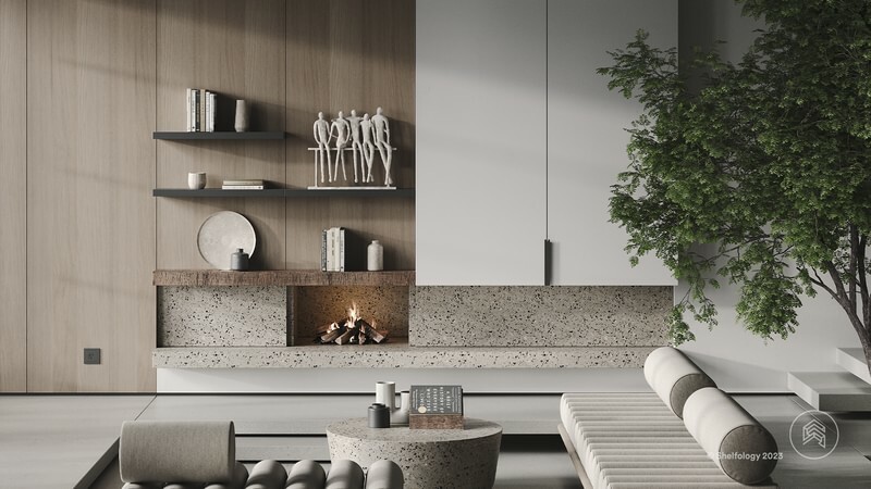 Glenn Aksel Ellie Book Wedgie REM Modern Living Room Floating Shelves