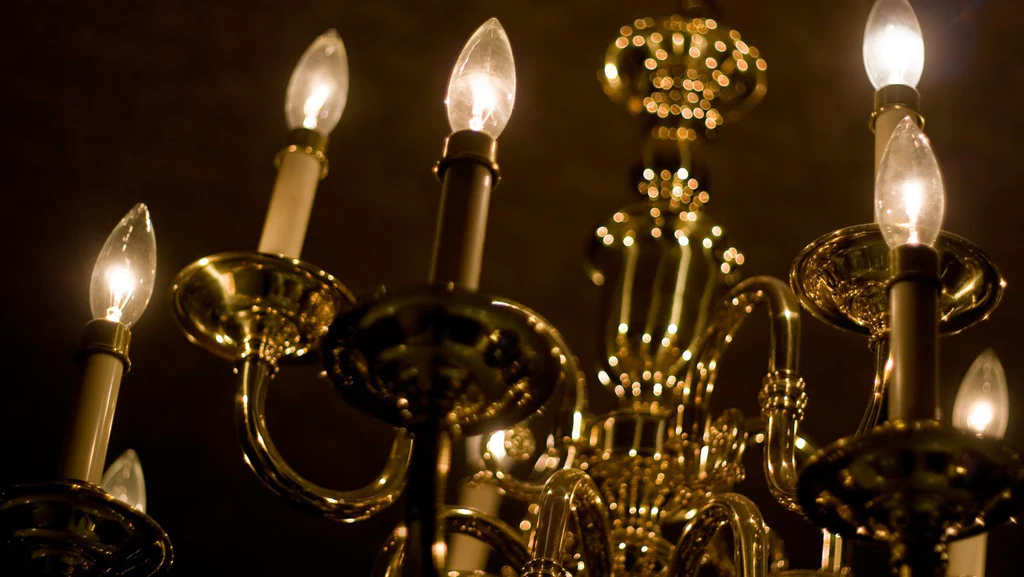 A brass chandelier