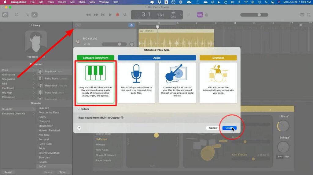 choose the keyboard as an instrument