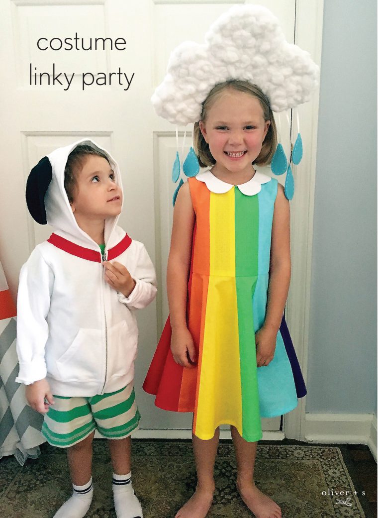 Oliver + S Building Block Dress as a rainbow and cloud costume