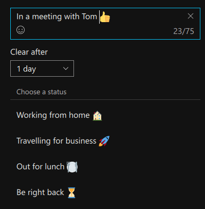 choose a status messageÂ 