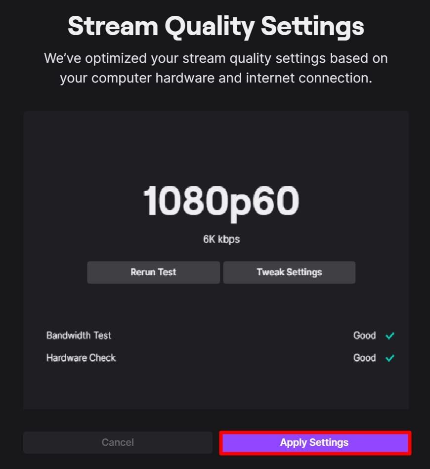press the apply settings button