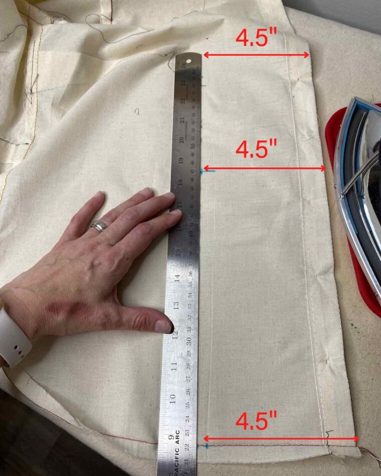 Align the three dart points on grain, equidistant from the edge of the shirt button placket