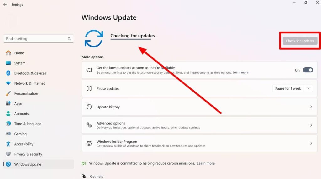 check for updates for updated drivers