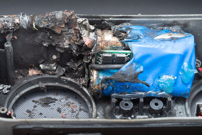Battery Destroyed Due to Fire Explosion