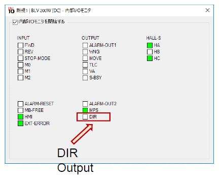MEXE02 software - DIR output monitor