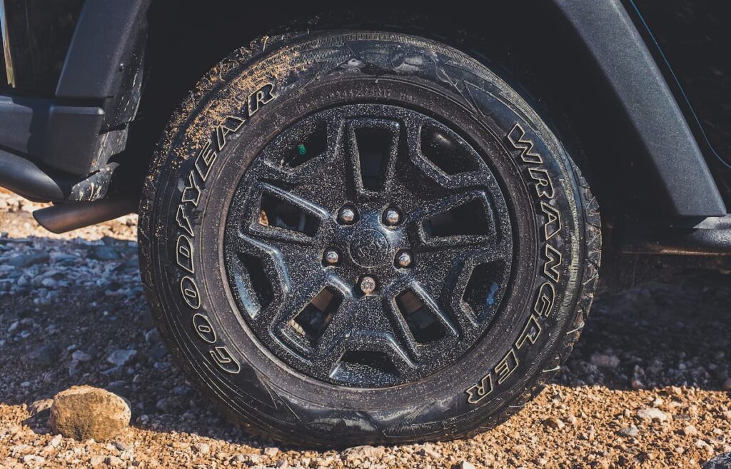Flat tire showing improper inflation