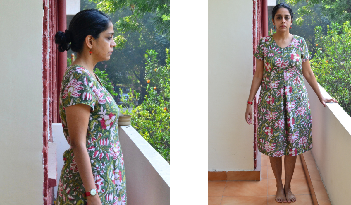 Side view of the floral dress