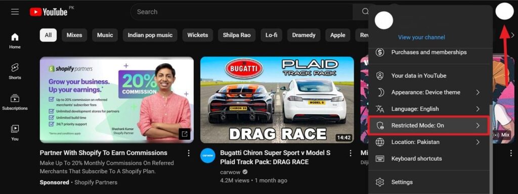 explore youtube account options
