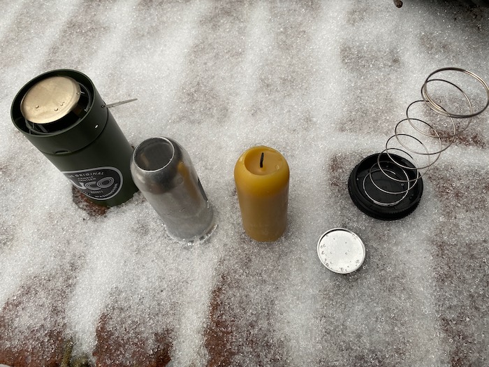 Parts of the UCO Candle Lantern