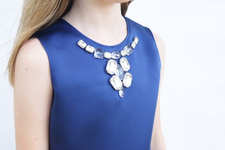 Jeweled Neckline on an Oliver + S Building Block Dress