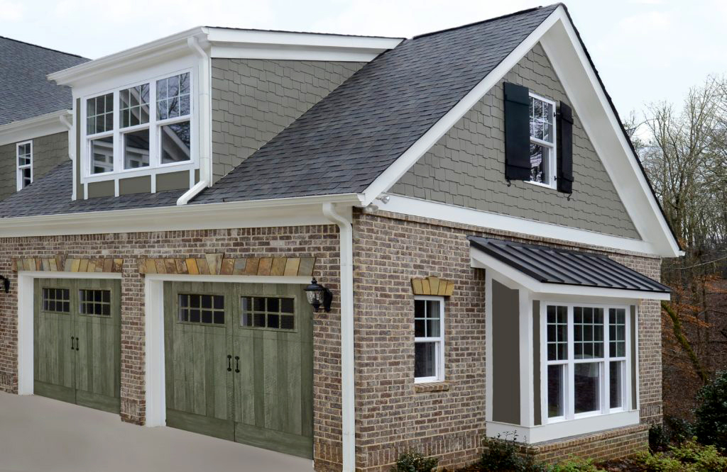 Green American Farmhouse Carriage Garage Doors