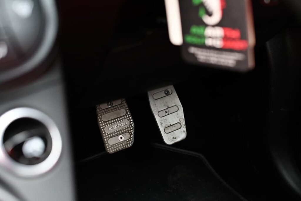 Detail of car pedals for accelerating and braking