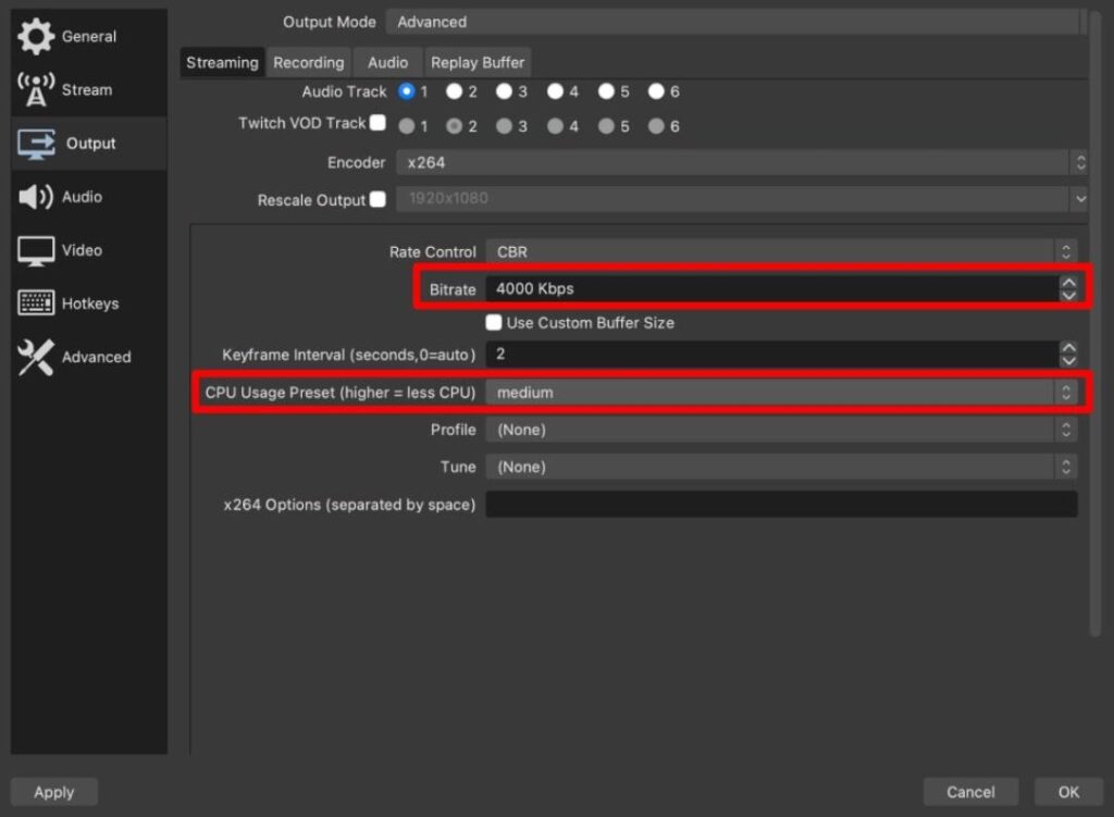 adjust the other settings