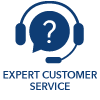 Expert Customer Service a blue headset with a question mark