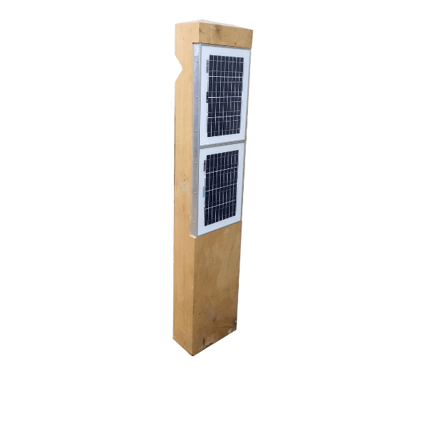 image of the solar panels on the rear of the stratton double solar led bollard lights