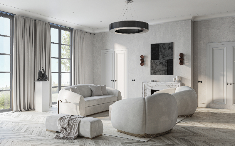 Clean Smooth Living Room By Covet House And Olga Bondareva