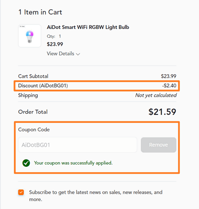 AiDot 10% off coupon code