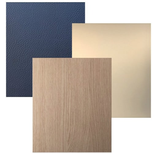 Cabinet color samples featuring MDF textures