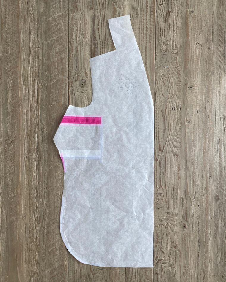 Flat pattern adjustment: moving the bust dart down.