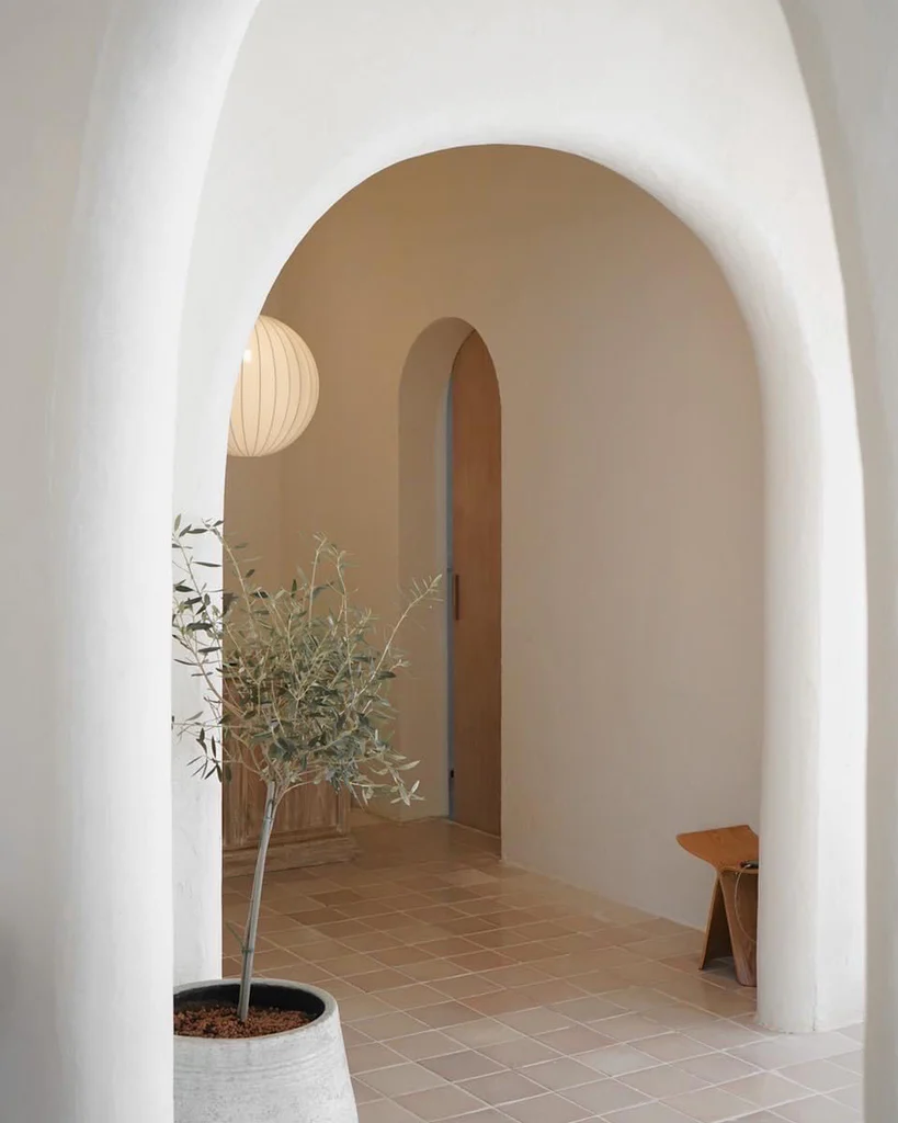 Indoor arched doorway