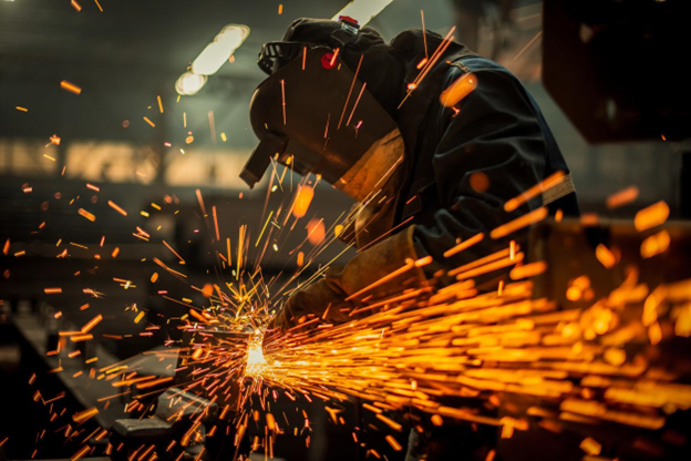 Buying certified ATEX tools - A male welder wearing protective equipment while using a welding tool. Buying certified ATEX tools - A male welder wearing protective equipment while using a welding tool.