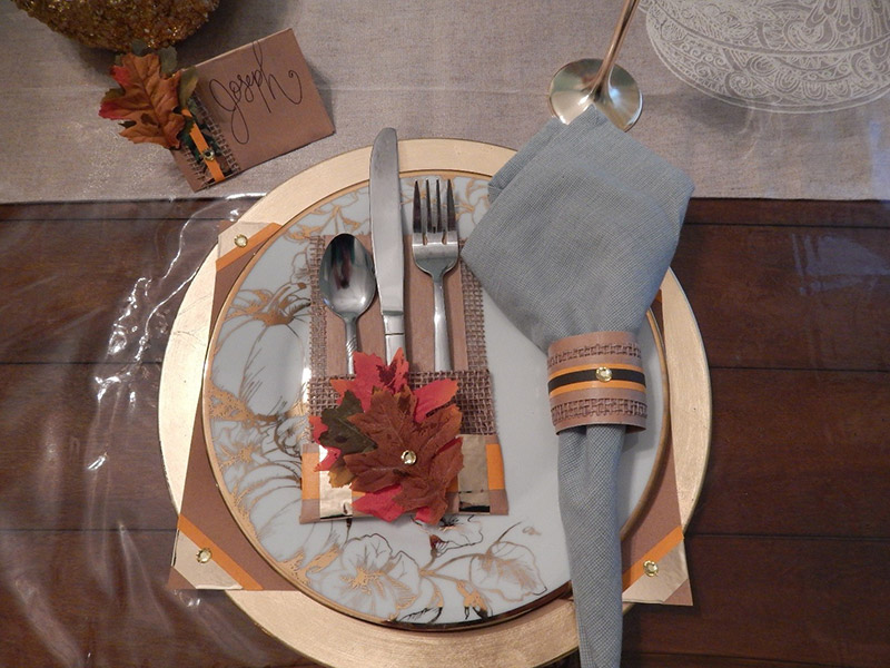 To complete the look, and to get that cohesive feel, I added pieces here and there of gold ProÂ® Sheen and some faux fall leaves from my garlands to all 4 of my table decor items and layered them together with...DUN-DUN-DUNâ€¦UGluÂ®!