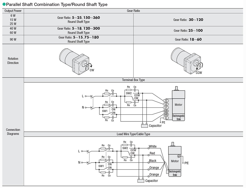 AC electromagnetic brake motor bidirectional wiring diagrams