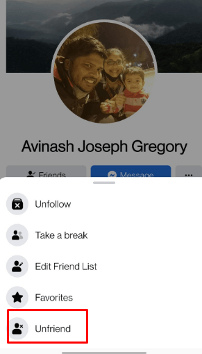 select unfriendÂ 